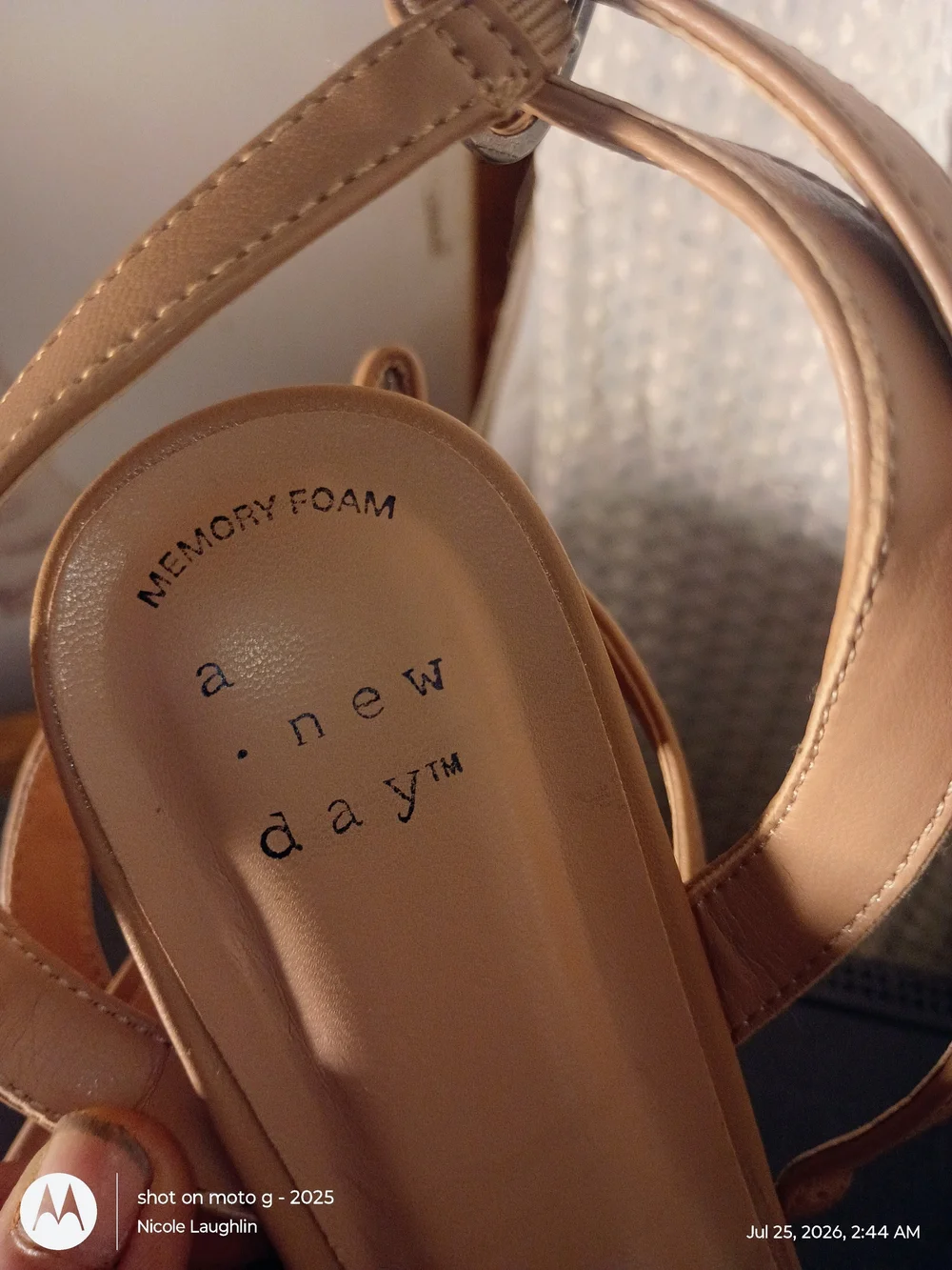a new day Beige Block Heel Slingback Sandals